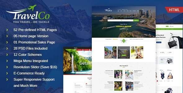 TravelCo: Tourism and Tour booking HTML5 Template
           TFx Dave Leroi