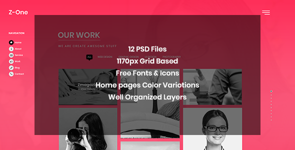 Z-One - Portfolio Fullpage PSD Template
           TFx Guntur Arron