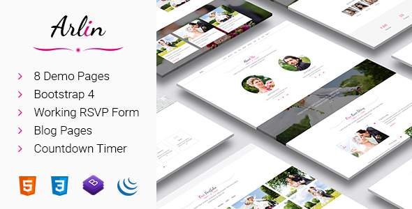 Arlin – Responsive HTML5 Wedding Template
           TFx Cade Lemoine