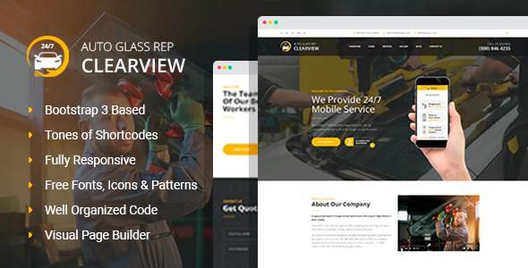 ClearView - Auto Glass Repair, Replacement and Window Tinting HTML Template with Visual Builder
           TFx Cleveland Hunter