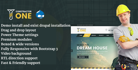 Constractor One | Construction & Home Renovation Drupal 8 Theme
           TFx Abe Sargon