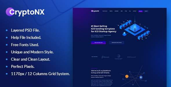 Cryptonx - Bitcoin & Crypto Currency PSD Template
           TFx Devereux Tarou