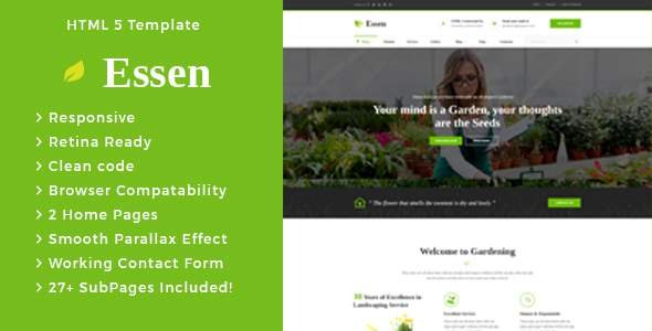 Essen - Gardening and Landscaping HTML Template
           TFx Dean Dwayne