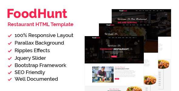 Foodhunt - Restaurant HTML Responsive Template
           TFx Cuthbert Gevorg