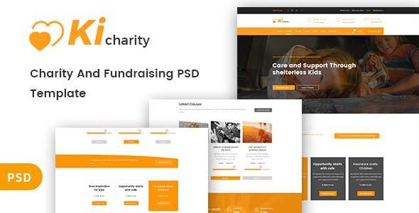 Kicharity - Charity and  Fundraising PSD Template
           TFx Thad Bryn