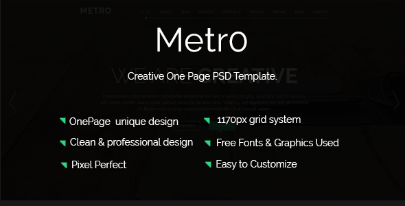 Metro Landing Page PSD Template
           TFx Berny Montague