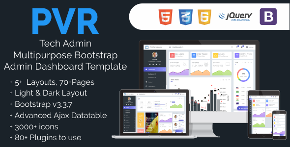 PVR Tech Admin Multipurpose Bootstrap Dashboard Template
           TFx Jirair Deemer