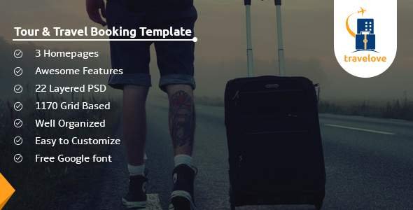 TraveLove - Tour and Travel Booking Agency PSD Template
           TFx Cory Brennan
