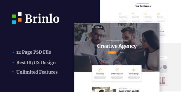 Brinlo - Creative agency startup business corporate PSD Template
           TFx Gary Wenceslas