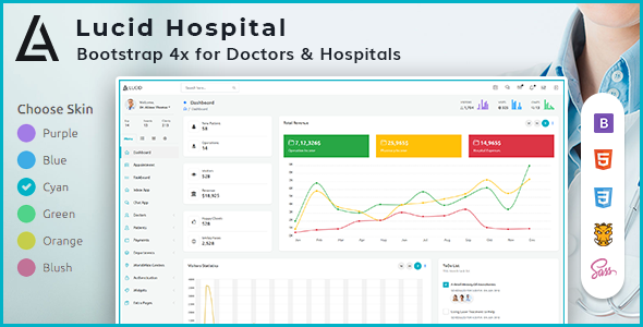 Lucid Hospital - Powerful Bootstrap 4 Hospital Admin Template
           TFx Dusty Chad