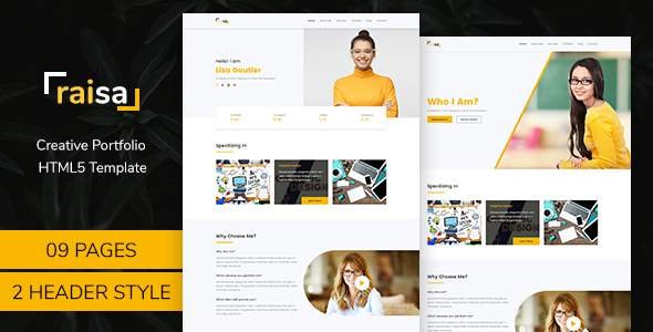 Raisa - Multipurpose Business Agency/Personal Portfolio HTML5 Bootstrap4  Template
           TFx Ron Whitney