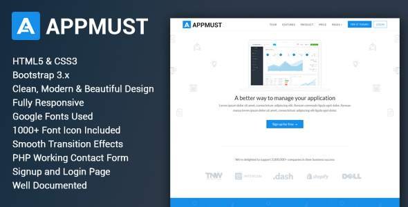 Appmust - Responsive App Landing Page Template
           TFx Blaine Cale