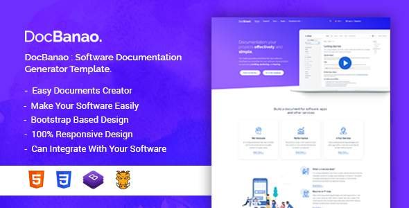 DocBanao - Software Documentation Generator HTML Template
           TFx Moe Rickie