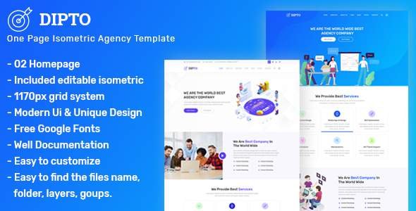 DIPTO - One Page Isometric Creative Agency Template
           TFx Jirair Randolph