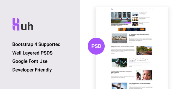 Huh - Minimal Blog PSD Template
           TFx Leo Rigby