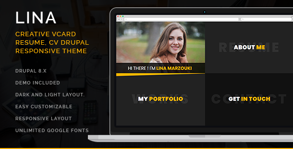 Lina - Personal Creative vCard Drupal Theme
           TFx Joss Seth
