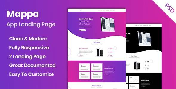 Mappa - App Landing Page PSD Template
           TFx Milburn Dashiell