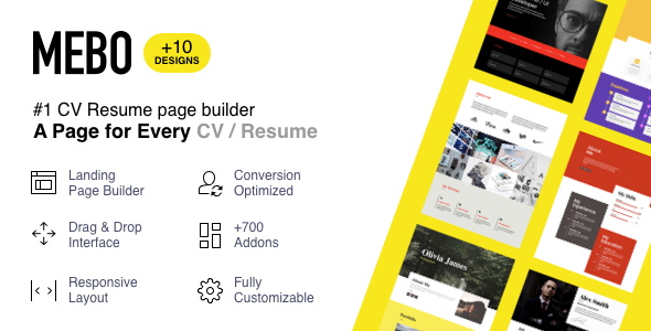 Mebo - CV Resume Portfolio Landing Page with Page Builder
           TFx Bryant Jem