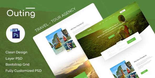 Outing - Onepage Landing Travel & Tour PSD Template
           TFx Keiran Merlyn
