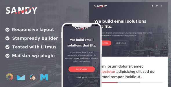 Sandy Responsive Email Template + Stampready Builder + Mailchimp + Mailster
           TFx Suleiman Jude
