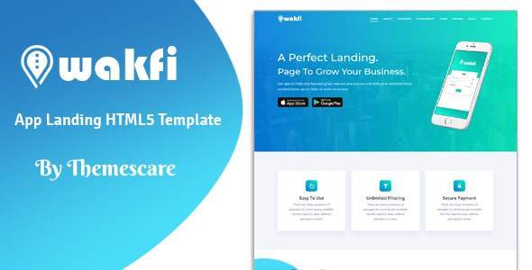Wakfi - App Landing HTML5 Template
           TFx Ralphie Arn