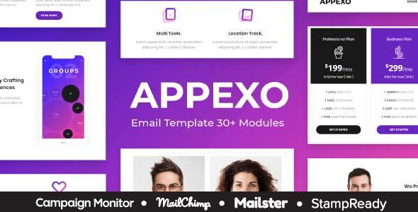 Appexo - App Responsive Email Template + Mailster + StampReady Builder + Mailchimp Editor
     TFx Yoshiro Virgil