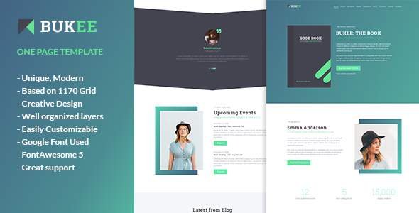 BUKEE - Book Author One Page PSD Template
     TFx Lewin Jewell
