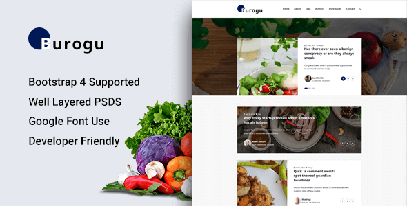Burogu - Modern Blog Website PSD Template
           TFx Goddard Gyles