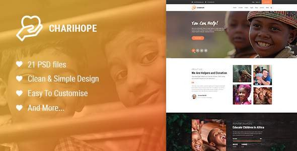 Charihope | Charity and Donate PSD Template
           TFx Linton Alphonsus