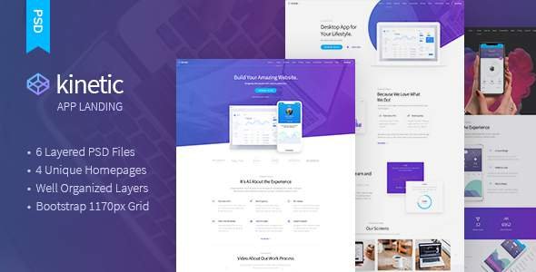 Kinetic - App Landing One Page PSD Template
       TFx Tucker Peyton