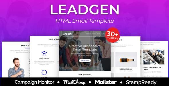LeadGen - Multipurpose Responsive Email Template 30+ Modules - StampReady + Mailster & Mailchimp
       TFx Xavior Raymund