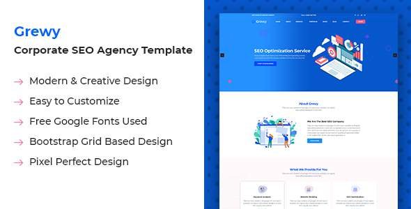 Grewy - SEO Agency HTML Template
       TFx Amir Jerrard