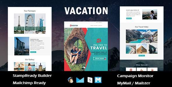 Vacation - Multipurpose Responsive Email Template With Online Stampready Builder Access
       TFx Micheal Merrill