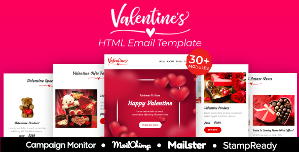 Valentine - Responsive Email Template 30+ Modules - StampReady + Mailster & Mailchimp
       TFx Gaz Emmanuel