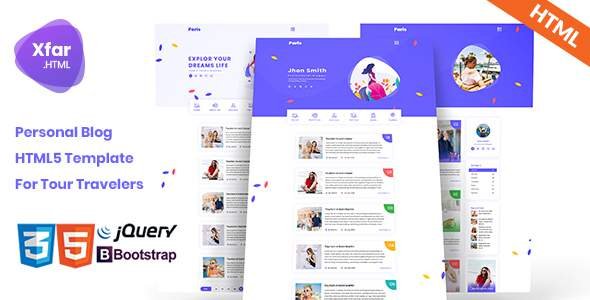 Xfar - Personal Tour Travelers Blog HTML5 Template
       TFx Des Bertrand