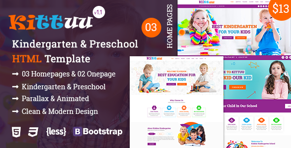 Kittuu - Kindergarten & Preschool Bootstrap 4 HTML Template
       TFx Daisuke Kiyoshi