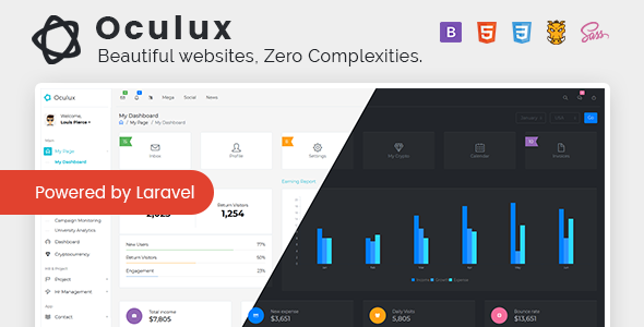 Oculux - Minimal Laravel + Bootstrap 4x admin template
       TFx Brendan Eka