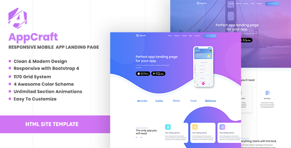 AppCraft - Creative Template for Mobile App Landing Page
       TFx Linwood Derek