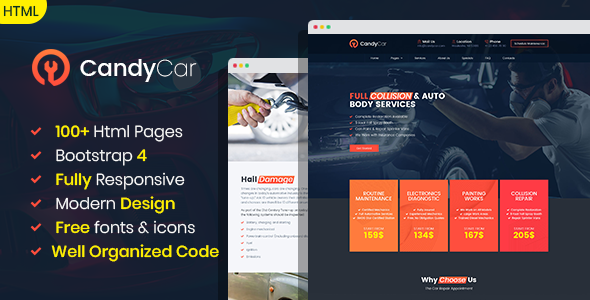 CandyCar - Auto service HTML template
       TFx Piers Hayden