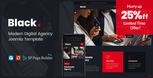 Black  -   Modern Digital Agency Business Joomla Theme
       TFx Will Lance