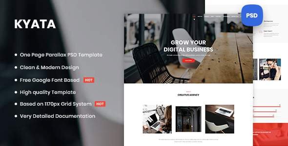 Kyata | One Page Parallax PSD Template
       TFx Melville Ohiyesa