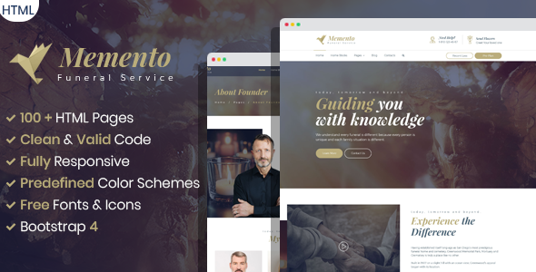 Memento - Multipurpose Funeral Services HTML Template
       TFx Kerr Clifford