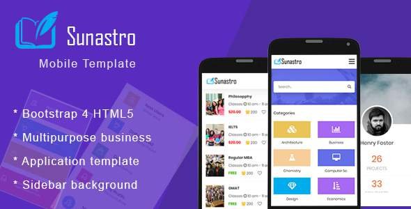 Sunastro - Bootstrap 4x Mobile HTML5 Template
       TFx Doug Hiram