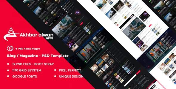 Akhbar Alwan& Magazine Blogger PSD Template
       TFx Karl Eli