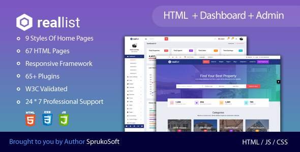 Reallist - Real estate Property listing  Bootstrap Responsive HTML Template
       TFx Charley Walter
