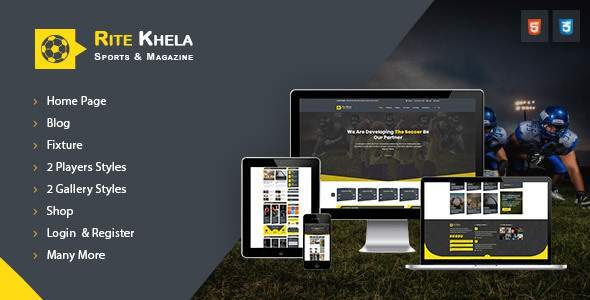 RiteKhela Sports & Magazine HTML Template
       TFx Jeff Shanon