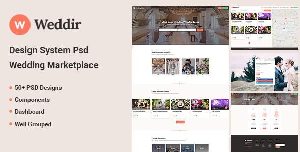 Weddir - Design System Psd for Wedding Marketplace
       TFx Upzhud Nate