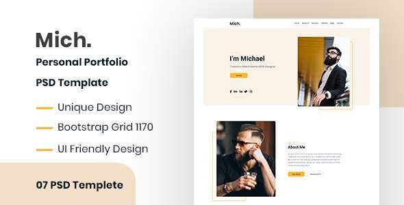 Mich.-Personal Portfolio PSD Template
       TFx Clair Tim