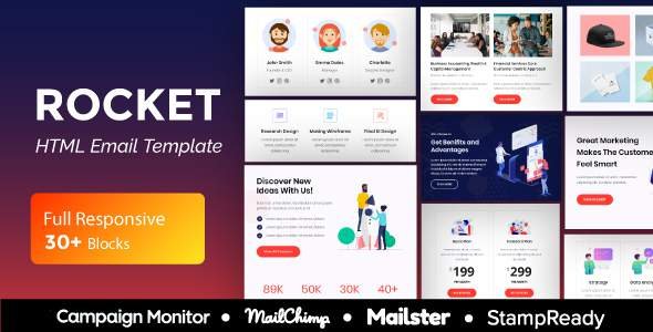 Rocket Agency - Multipurpose Responsive Email Template 30+ Modules - Mailster & Mailchimp
       TFx Dustin Jacob