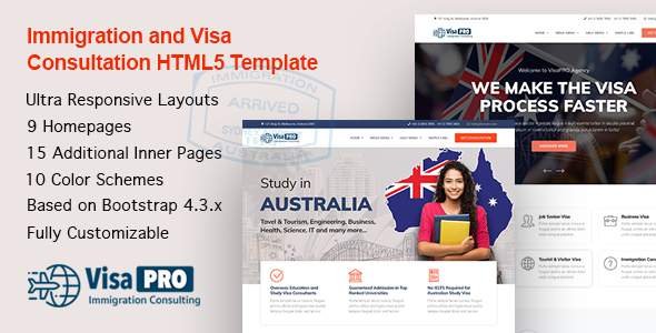 VisaPRO - Immigration and Visa Consulting Website Template
       TFx Booker Andy